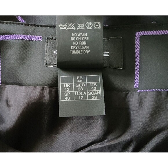 Nathalie Chaize Paris Womens Straight Skirt Size 6 Black Purple Side-Slit Lined - Picture 8 of 8